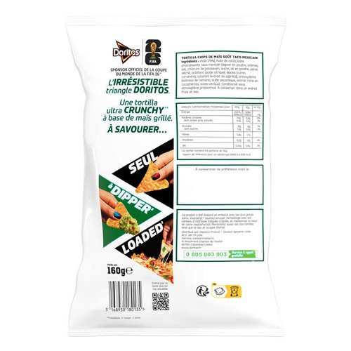 Doritos Chips Tortilla Goût Taco Mexicain 160g
