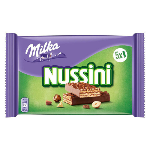 Milka Nussini Tablette Chocolat Gaufrette et Noisettes 5x31,5g