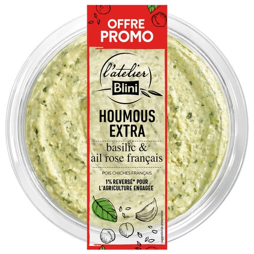 Atelier Blini Houmous Basilic Offre Promo 215g