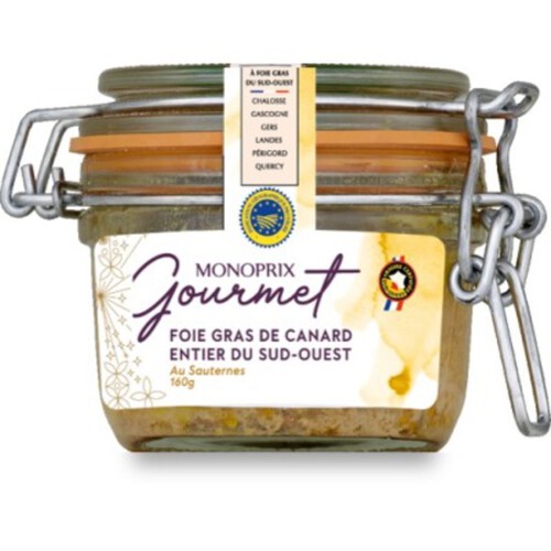 Monoprix Gourmet Foie gras de canard entier du Sud-Ouest au Sauternes 160g