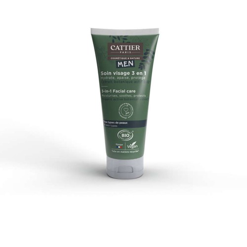 Cattier Men Soin Visage 3en1 Bio Vegan 50ml