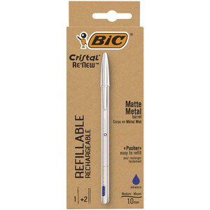 Bic Cristal +2 Recherche Bleu Pointe Moyenne 1Mm