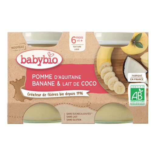 Babybio Dessert Pomme d'Aquitaine Banane & Lait de Coco Dès 6 mois 2x130g