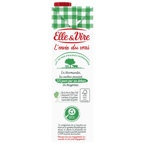 Elle & Vire Crème Entière de Normandie Fluide et Onctueuse 1L