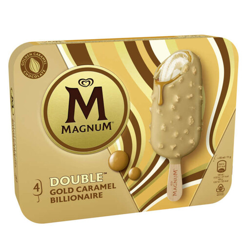 Magnum Double Gold Caramel Billionaire Bâtonnet de Glace x4 284g