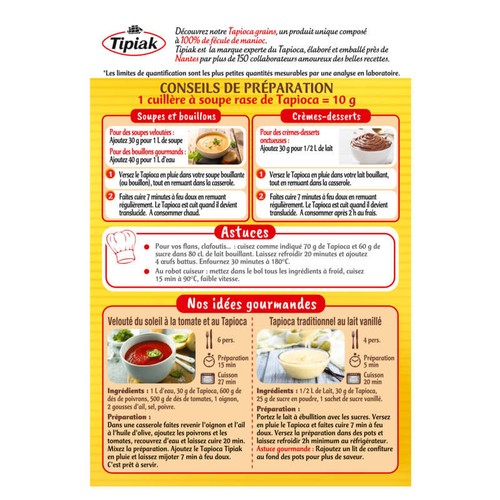 Tipiak Topioca Grains Recette Traditionnelle 300g