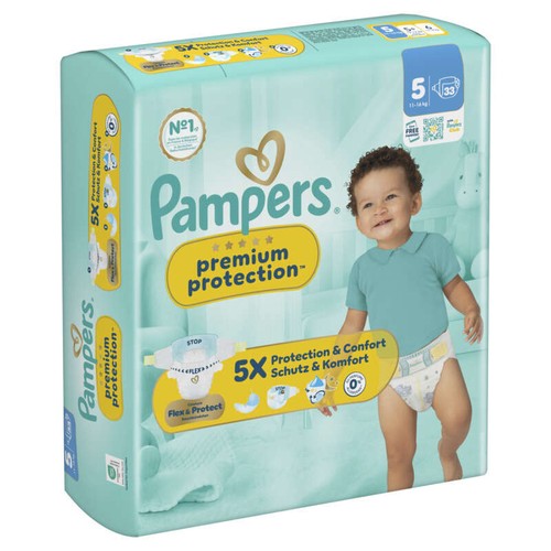 Pampers Premium Protection Taille 5, 11kg-16kg, 33 Couches