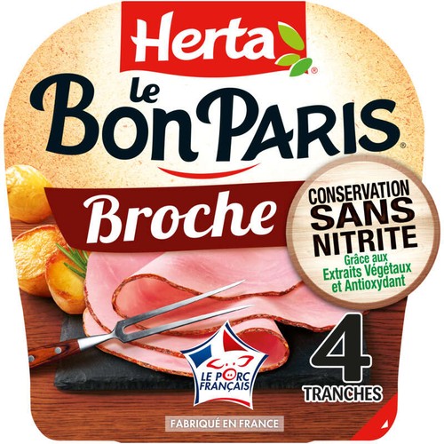 Herta Le Bon Paris Jambon à la broche sans nitrite 4 tranches 140g