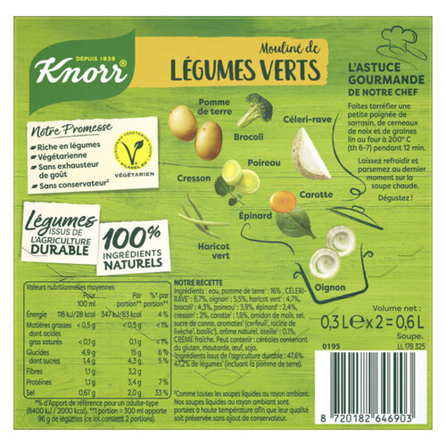 Knorr Soupe Mouliné de Légumes Verts 600ml