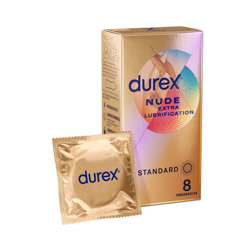 Durex Préservatifs Nude extra lubrification x8