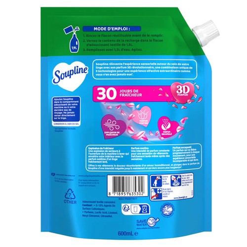 Soupline Berlingot Format Eco-Recharge Adoucissant à diluer Parfum Grand Air 600ml - 29 Lavages
