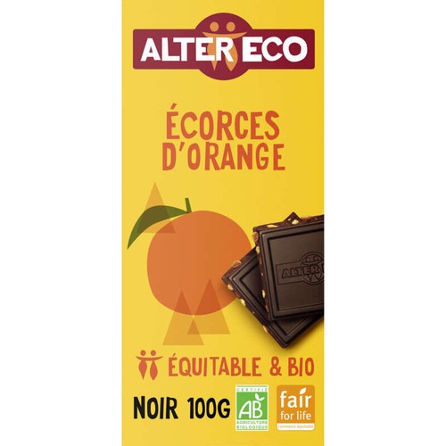 Alter Eco Chocolat Noir Du Pérou Aux Écorces D'Orange, Bio 100g
