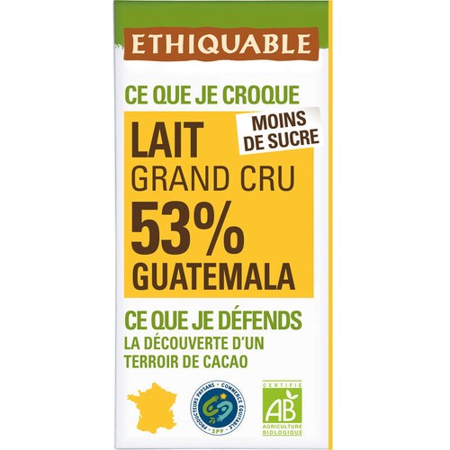 Ethiquable Chocolat Au Lait 53% Bio 100g