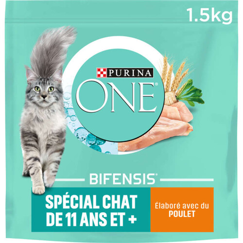 Purina One Croquettes Chat 11Ans Et + Au Saumon Et Céréales 1,5Kg