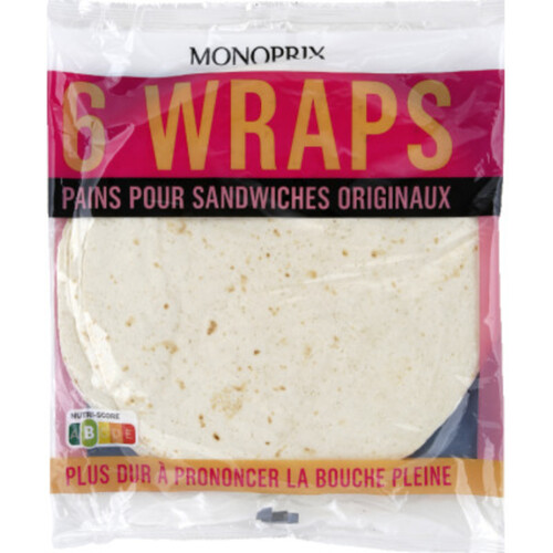 Monoprix Wraps pains pour sandwiches originaux 370g