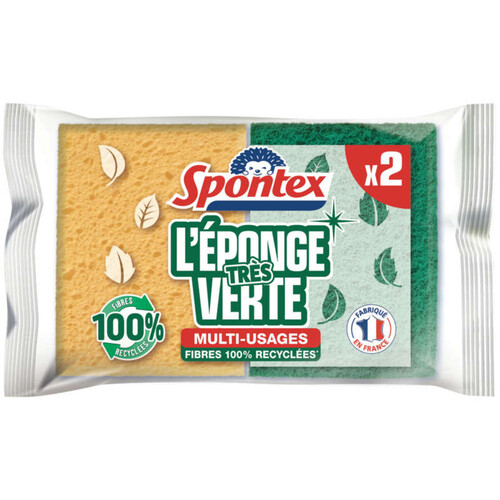 Spontex Eponges Végétales Grattantes-Fibres recyclées x2