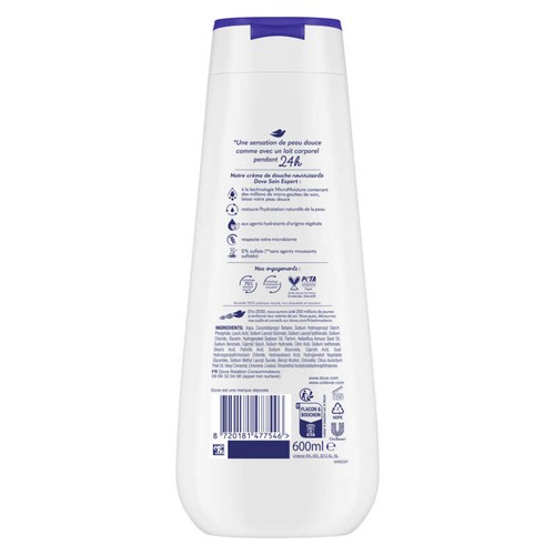 Dove Advanced Care Crème de Douche Nutrition Intense 0% Sulfate 600ml