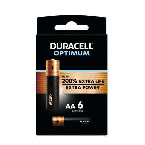 Duracell Optimum Piles Alcalines Aa, 1,5 V Lr06 Mx1500 Paquet De 6