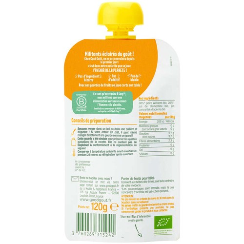 Good Goût Poire Clémentine bio 120g
