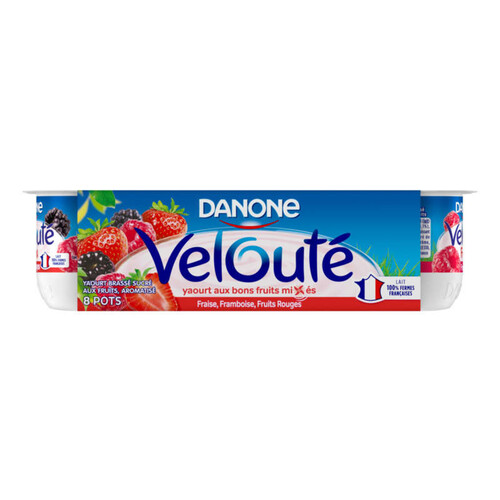 Danone Velouté fruix yaourt aux fruits rouges brassé 8x125g