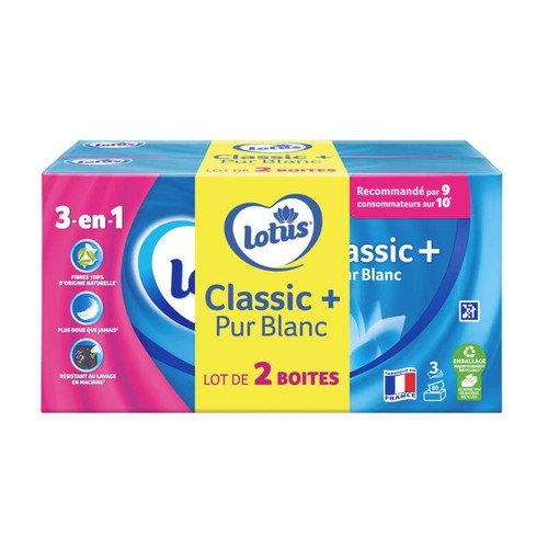 Lotus Classic + Pur Blanc Boîtes De Mouchoirs