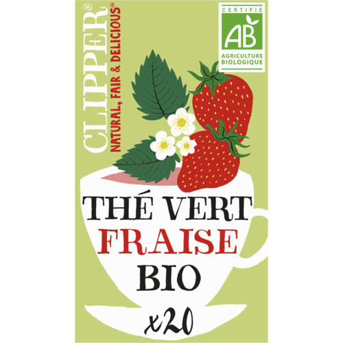 Clipper Thé Vert saveur Fraise Bio 20 sachets 35g