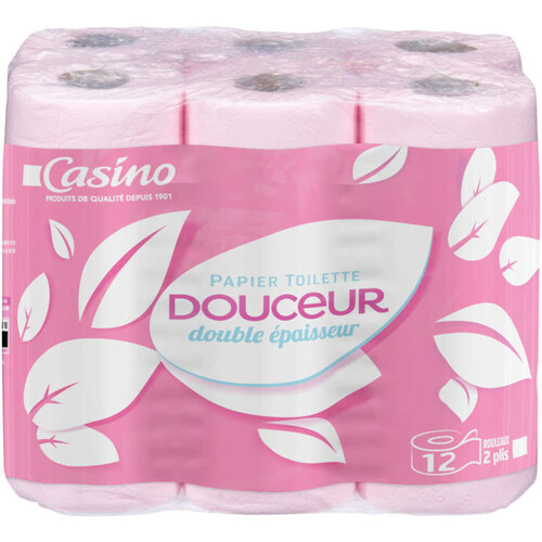 Casino Papier toilette - Rose - Douceur - Double épaisseur - x12