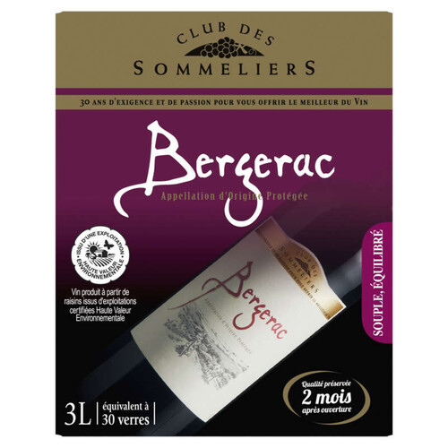 Club Des Sommeliers Bergerac vin rouge 3L