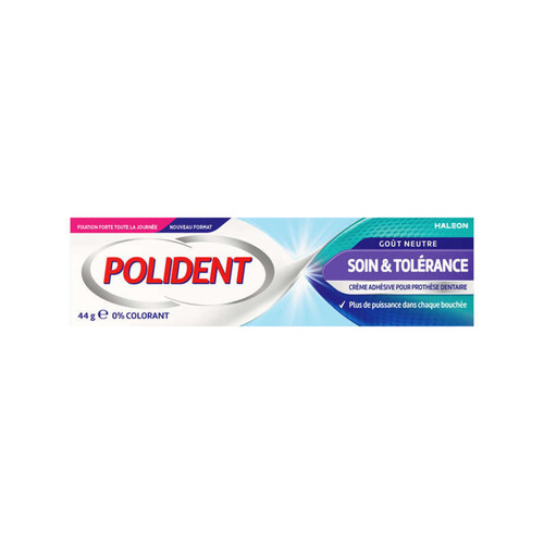 Polident Crème Fixative Soin & Tolérance 0% 44g