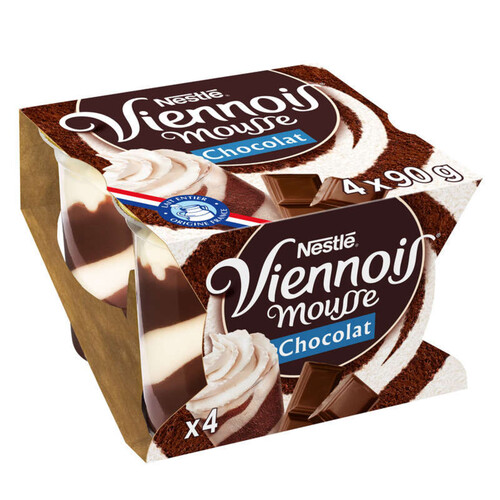VIENNOIS Mousses liégeoises chocolat 4 x 90g