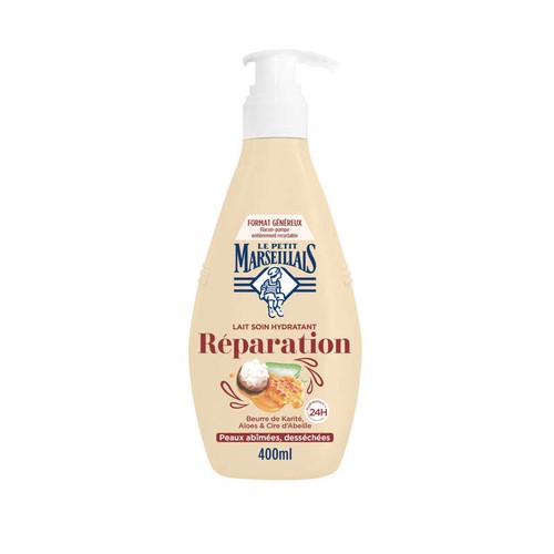 Le Petit Marseillais Lait Hydratant Réparation Karité Aloe & Cire d'abeille 400ml