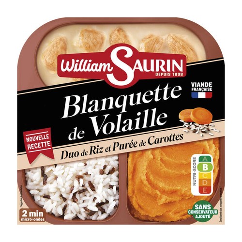 William Saurin Blanquette volaille duo de riz et purée de carottes 320g