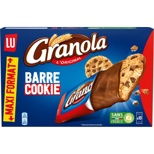Granola Barre Cookie aux pépites de Chocolat et nappage 280g