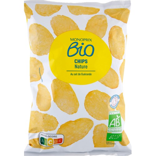 Monoprix Bio Chips Lisses nature au sel de Guérande Bio 125g