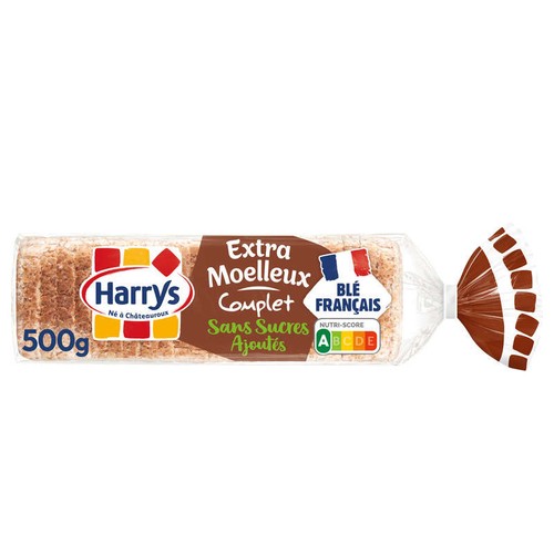 Harrys Pain De Mie Complet Extra Moelleux Sans Sucres Ajoutés 500g