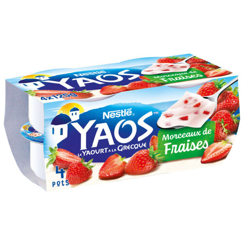 YAOS Yaourt à la Grecque morceaux fraise 4x125g