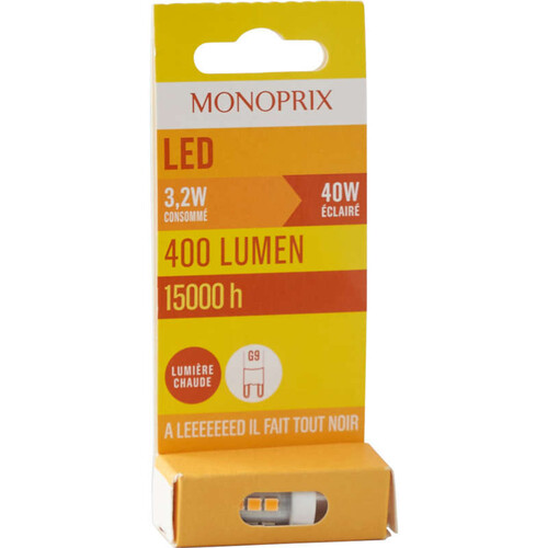 Monoprix Led 40W G9 Lumière Chaude