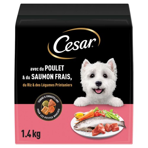 Cesar Croquettes au Poulet, au Saumon, au Riz et aux Légumes pour petit chien adulte 1,4kg