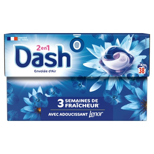 Dash Pods 2en1 avec Adoucissant Lenor Envolée d'Air *38 Lavages 725g