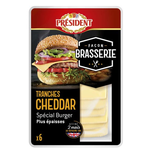 Président Tranches Cheddar façon brasserie x6 tranches 200g