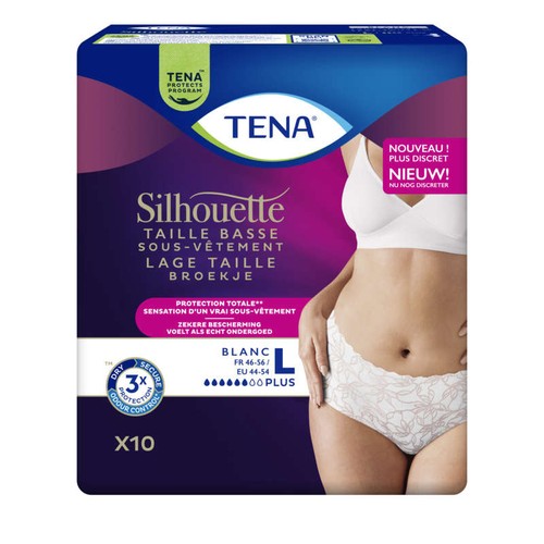 Tena Sous-vêtements Silhouette Plus Taille Basse Blanc L x10
