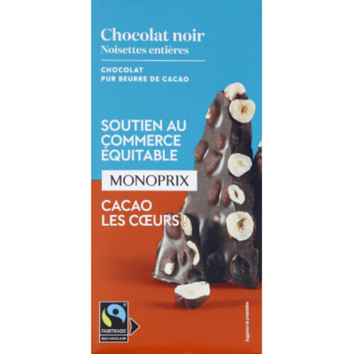  Monoprix Chocolat Noir aux Noisettes Entières 200g 