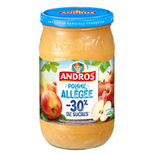 Andros Compote de Pommes Allégée -30% de Sucres Pot 730g