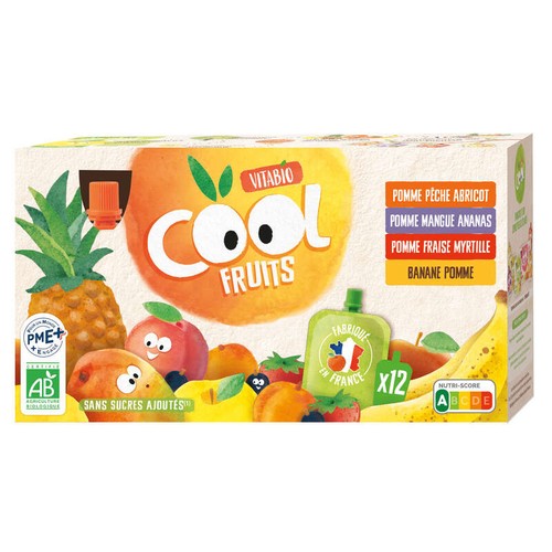 Vitabio Cool Fruits Panaché 4 recettes Bio 12*90g