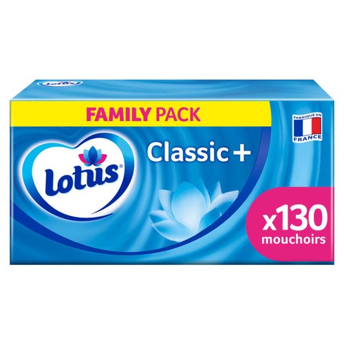 Lotus Classic+ Pur Blanc Boîte Mouchoirs Family Pack