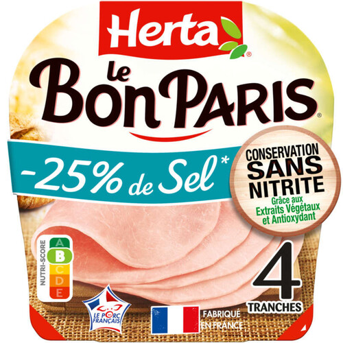 Herta Le Bon Paris -25% de sel sans nitrite 4 tranches 140g