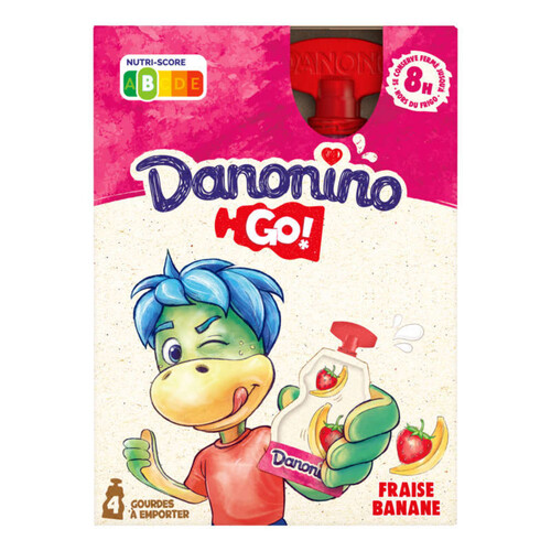 Danonino Yaourt à boire fraise banane gourde 4x70g