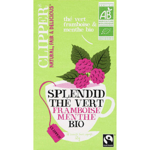 Clipper Splendid Thé Vert Framboise Menthe Bio 20 sachets 36g