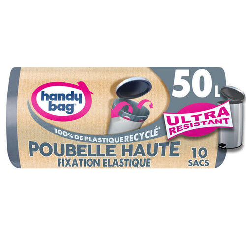 Handy Bag Sac Poubelle Haute Fixation Elastique 10x50L