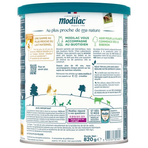 Modilac Doucéa Lait pour Bébé en Poudre 2ème âge 820g